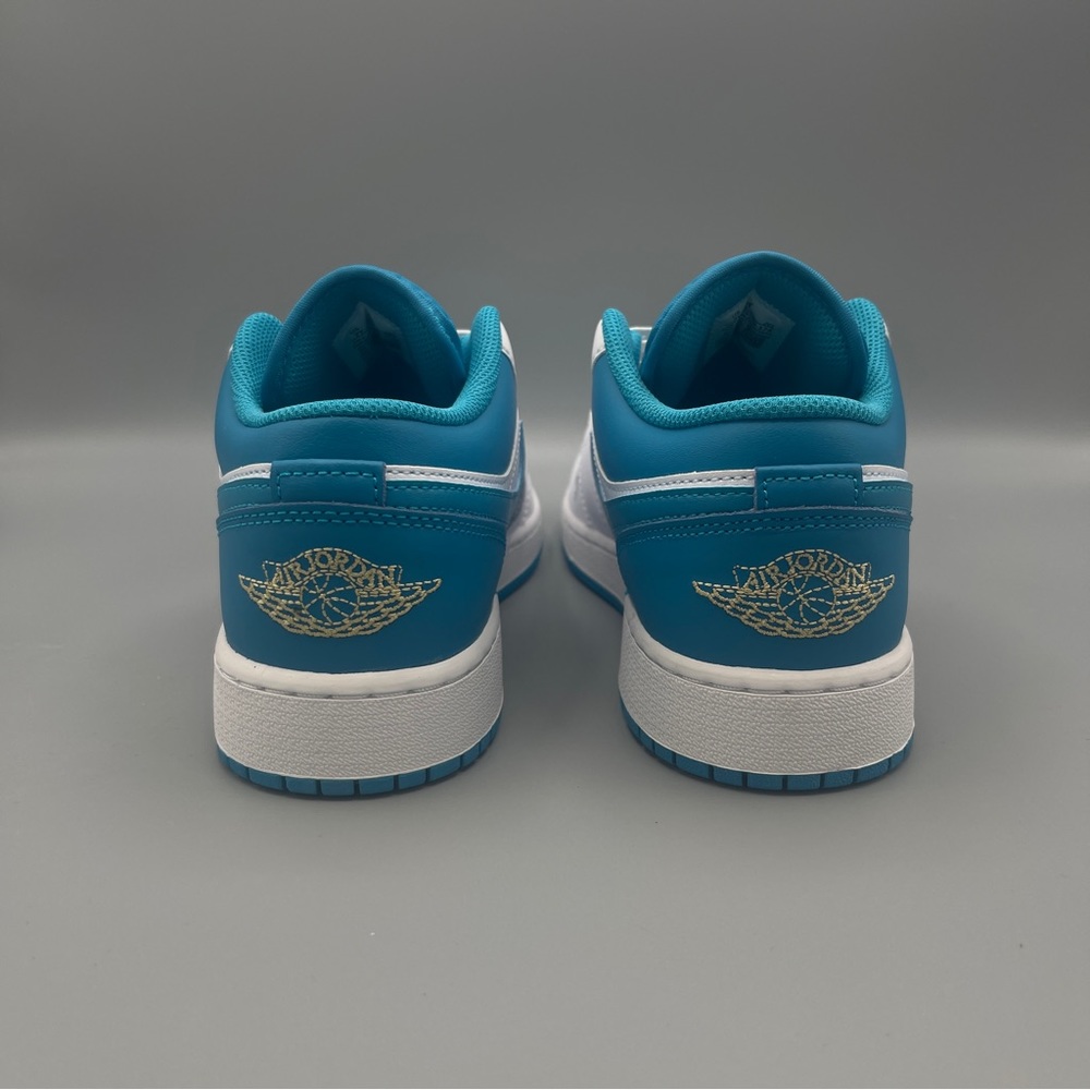 Nike Shoes Air Jordan 1 Low GS * Shown: White/Aquatone/Celestial Gold - Picture 7 of 14